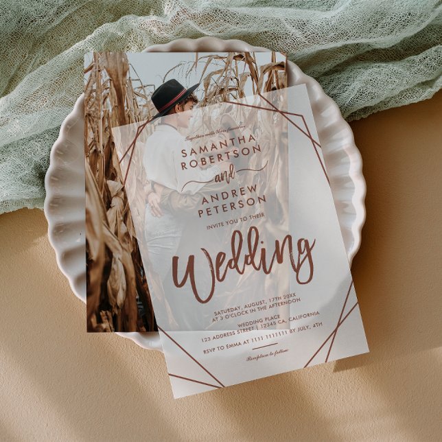 Modern Boho terracotta Wedarium Terrarium (Modern Boho terracotta Wedding Terrarium Vellum Invitations)