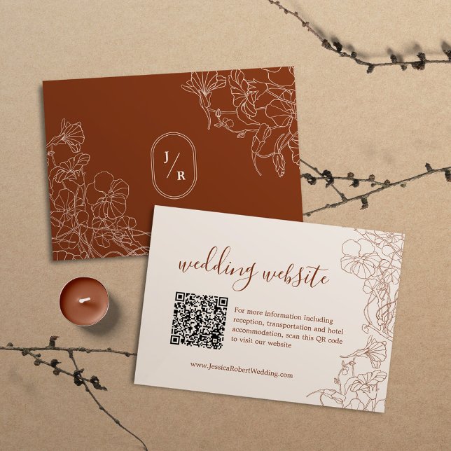 Modern Boho Terracotta Wedding Details QR Code Begleitkarte (Von Creator hochgeladen)