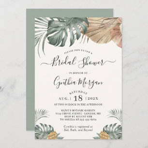 Modern Boho Tropical Monstera Leaf Brautparty Einladung