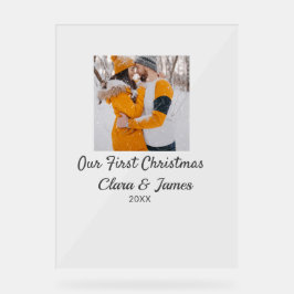 Modern boho unser erstes Weihnachts-Foto Acrylschild