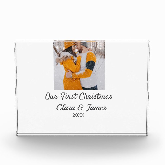 Modern boho unser erstes Weihnachts-Foto Fotoblock (Vorderseite)