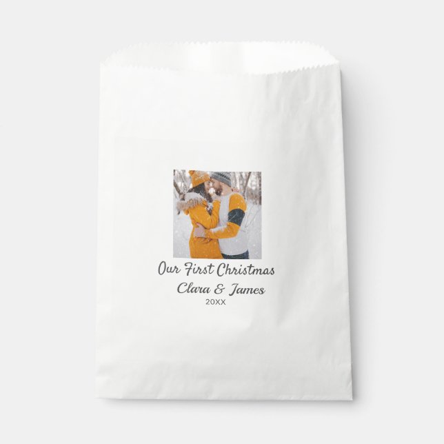 Modern boho unser erstes Weihnachts-Foto Geschenktütchen (Vorderseite)