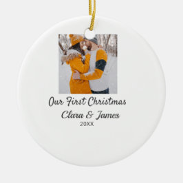 Modern boho unser erstes Weihnachts-Foto Keramik Ornament