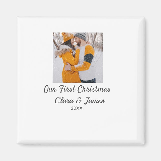 Modern boho unser erstes Weihnachts-Foto Magnet (Vorne)