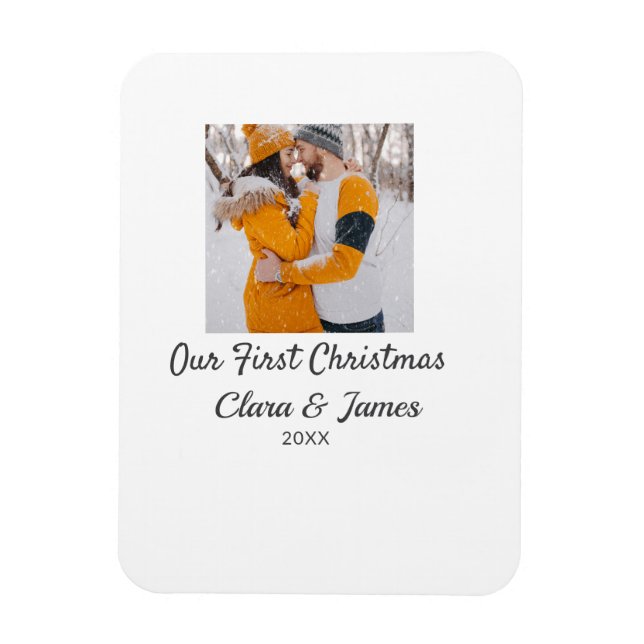 Modern boho unser erstes Weihnachts-Foto Magnet (Vertikal)