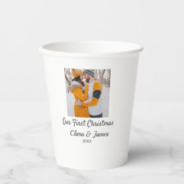 Modern boho unser erstes Weihnachts-Foto Pappbecher