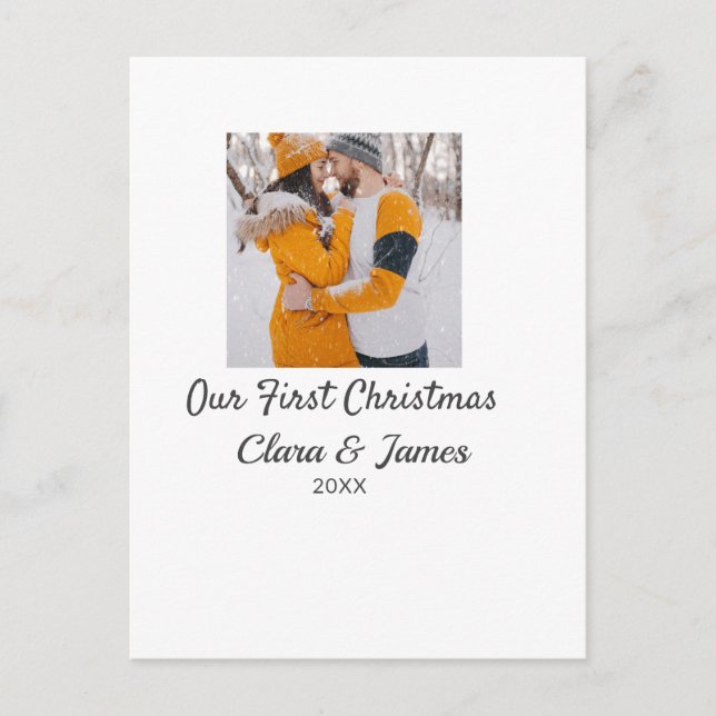 Modern boho unser erstes Weihnachts-Foto Postkarte (Vorderseite)