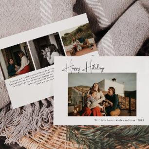 Modern Boho Vier Foto Happy Feiertagskarte