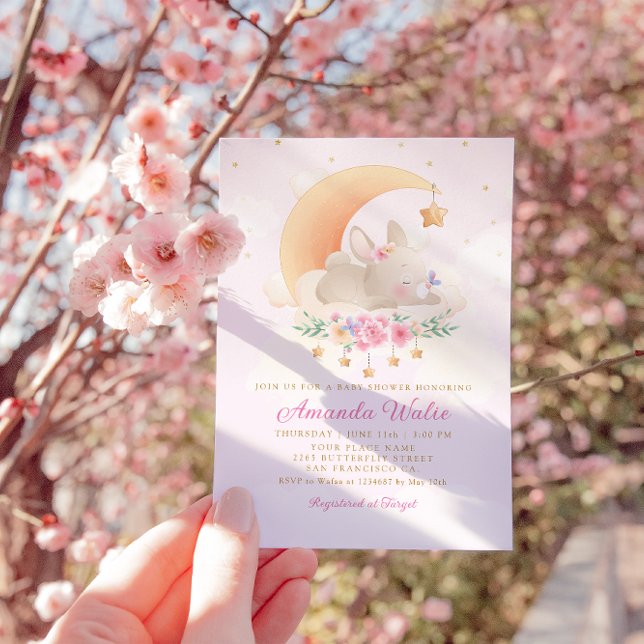 Modern Boho Watercolor Bunny Baby Dusche Einladung (Von Creator hochgeladen)