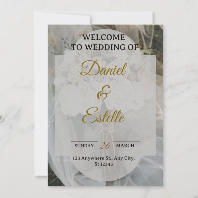 Modern Boho Wedding Invitation | Elegant Beige Flo Einladung (Vorderseite)