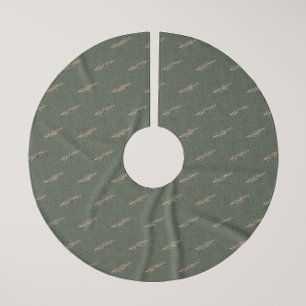 Modern Boho Weihnachts-Grün- und Gold-Baumrock Polyester Weihnachtsbaumdecke