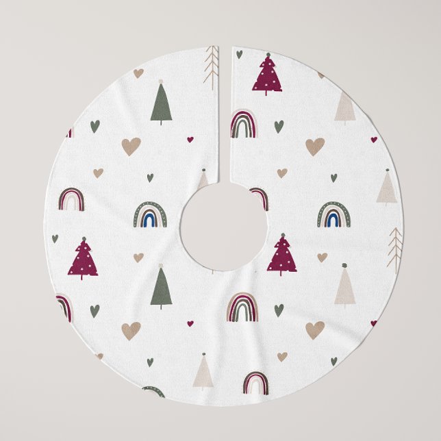 Modern Boho Weihnachtsregenbogen und Herz-Tree-Roc Polyester Weihnachtsbaumdecke (Von Creator hochgeladen)