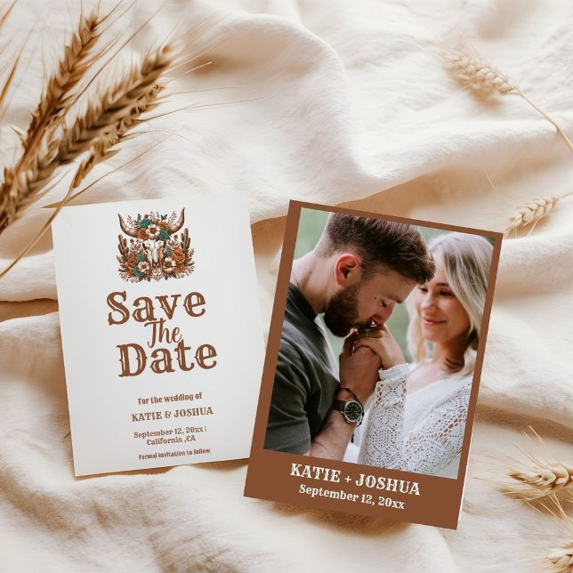 Modern Boho Western Cowboy Wedding Save the date Einladung (Von Creator hochgeladen)