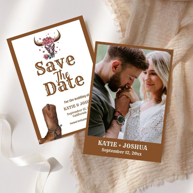 Modern Boho Western Cowboy Wedding Save the date Einladung (Von Creator hochgeladen)