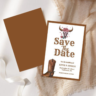 Modern Boho Western Cowboy Wedding Save the date Einladung