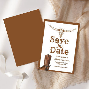 Modern Boho Western Cowboy Wedding Save the date Einladung