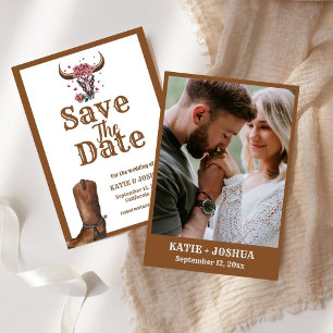 Modern Boho Western Cowboy Wedding Save the date Einladung