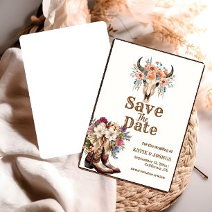 Modern Boho Western Cowboy Wedding Save the date Einladung