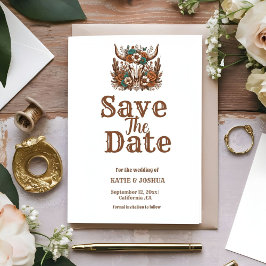 Modern Boho Western Cowboy Wedding Save the date Einladung