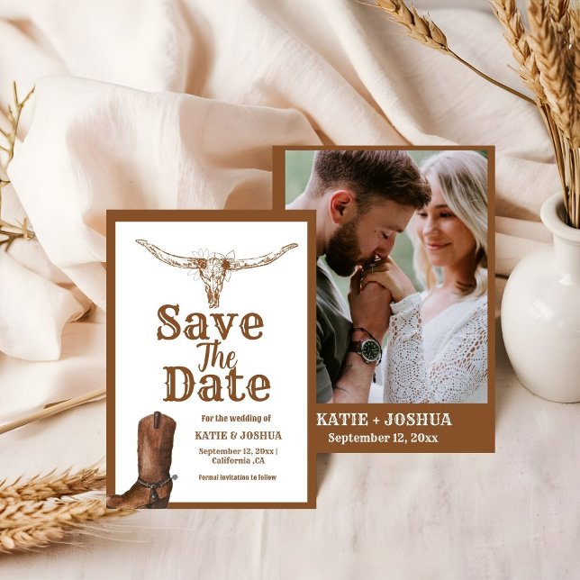 Modern Boho Western Cowboy Wedding Save the date Einladung (Von Creator hochgeladen)