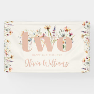 Modern Boho Wildblume 2. Geburtstag Banner
