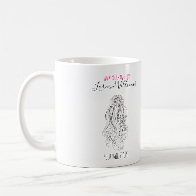 Modern Boho Wildblume Bridal Hair Stylist Floral Kaffeetasse (Links)