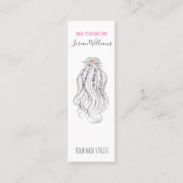 Modern Boho Wildblume Bridal Hair Stylist Floral Mini Visitenkarte (Vorderseite)