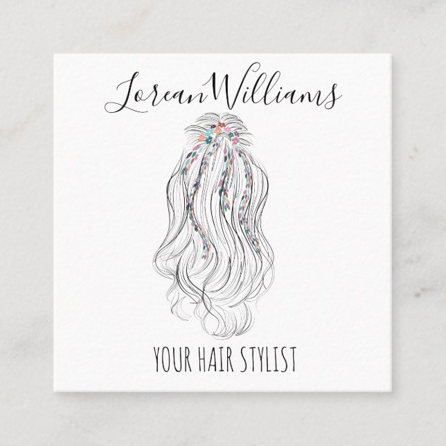 Modern Boho Wildblume Bridal Hair Stylist Floral Quadratische Visitenkarte (Vorderseite)