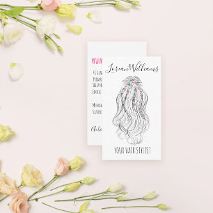 Modern Boho Wildblume Bridal Hair Stylist Floral Visitenkarte