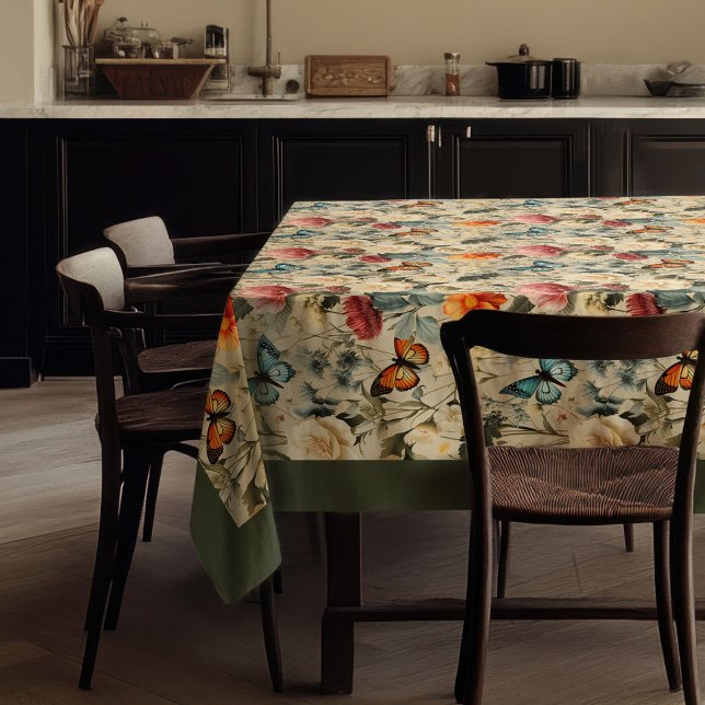 Modern Boho wilde Blume und Schmetterlinge Tischdecke (Modern Boho wild flowers and butterflies Tablecloth)