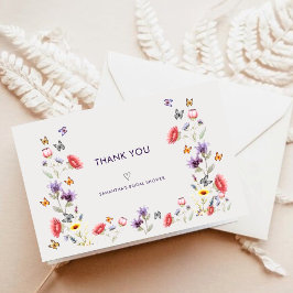 Modern Boho Wildflower Bridal Shower Dankeskarte