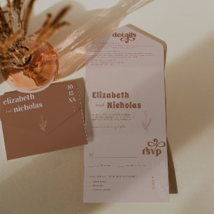 Modern Boho Wüste Alles-in-einem Hochzeitseinlad All In One Einladung