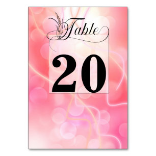 Modern Bokeh Candy Cotton Pink mit Typografie Tischnummer