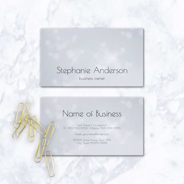 Modern Bokeh Glamour Silver Sparkle Visitenkarte (Modern Bokeh Glamorous Silver Sparkle Business Cards)