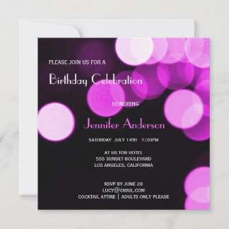 Modern Bokeh Pink Glitzer & Glamour Geburtstagspar Einladung