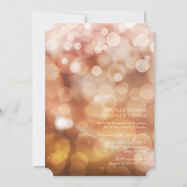 Modern Bokeh Sparkle Twinkle Couples Dusche Party Einladung (Vorderseite)