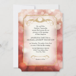 Modern Bokeh Sparkle Twinkle Marsala Wedding Einladung