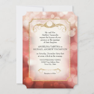 Modern Bokeh Sparkle Twinkle Marsala Wedding Einladung