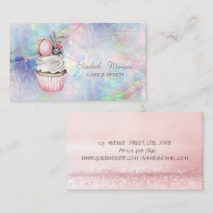 Modern Bokeh Watercolor Macaron Holographic, Opal Visitenkarte