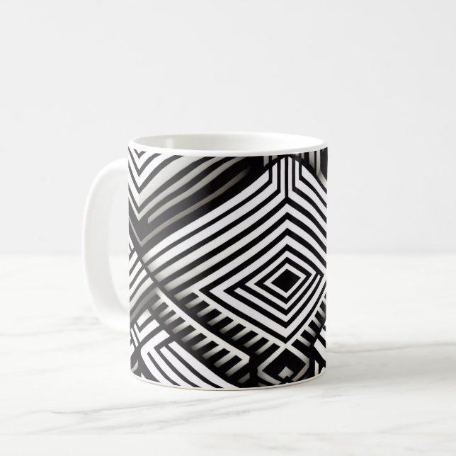 Modern bold Abstract Monochrome Geometric Pattern Kaffeetasse (Vorderseite Links)