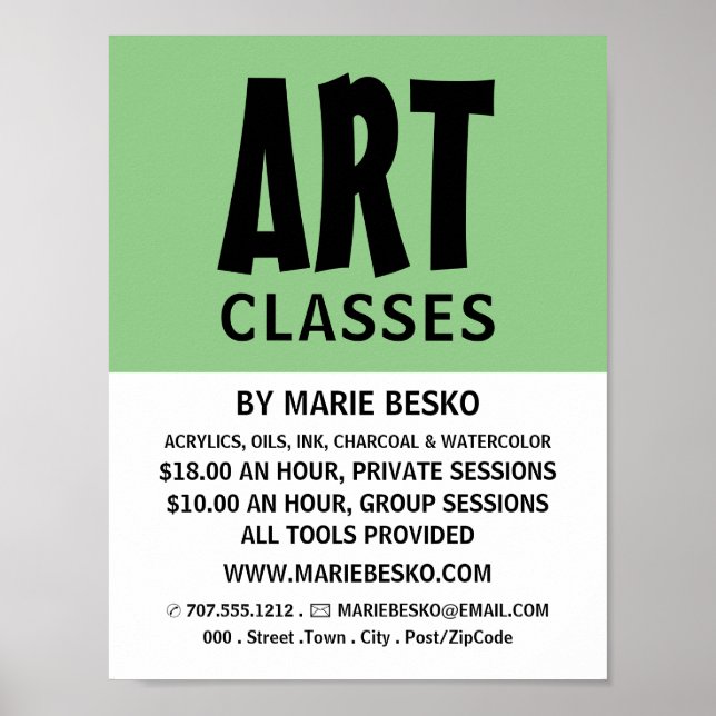 Modern Bold, Art Teacher, Art Class Advertising Poster (Vorne)