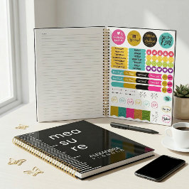 Modern Bold Black White Measure Typography Planner Planer