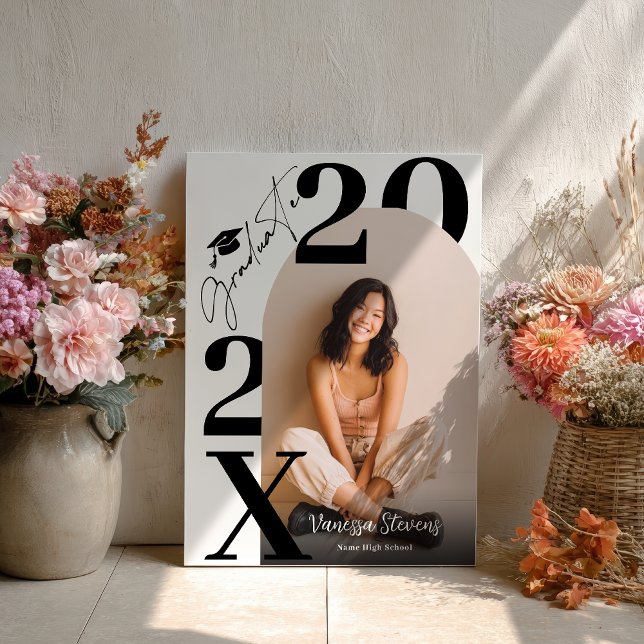 Modern Bold Black white Trendy photo graduation Poster (Modern Bold Black white Trendy photo graduation Poster)