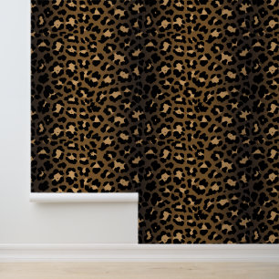 Modern Bold Brown und Cream Leopard Print Tapete