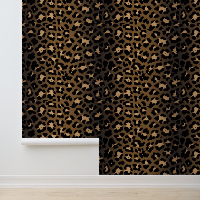 Modern Bold Brown und Cream Leopard Print Tapete (Anwendung)
