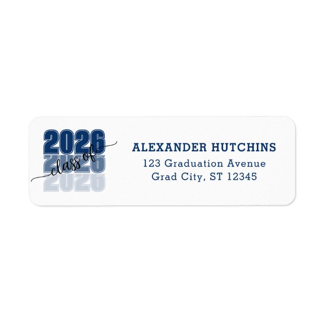 Modern Bold Class 2026 Blue Grad Return Address (Vorne)