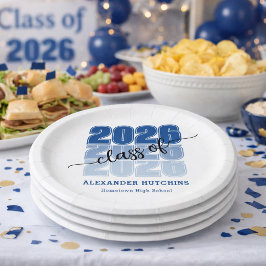 Modern Bold Class 2026 Navy Blue Graduation Party Pappteller