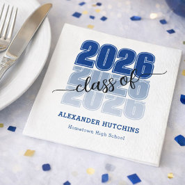 Modern Bold Class 2026 Navy Blue Graduation Party Serviette