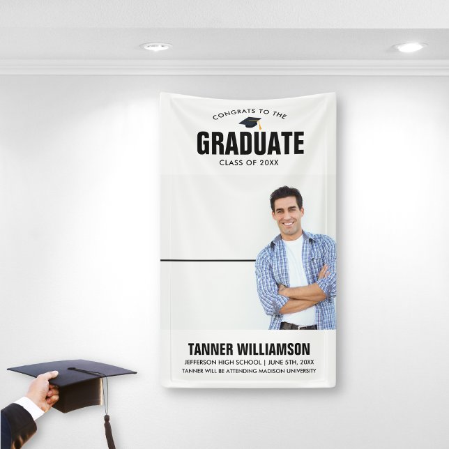 Modern Bold Congrats Grad Photo Graduation Party Banner (Von Creator hochgeladen)