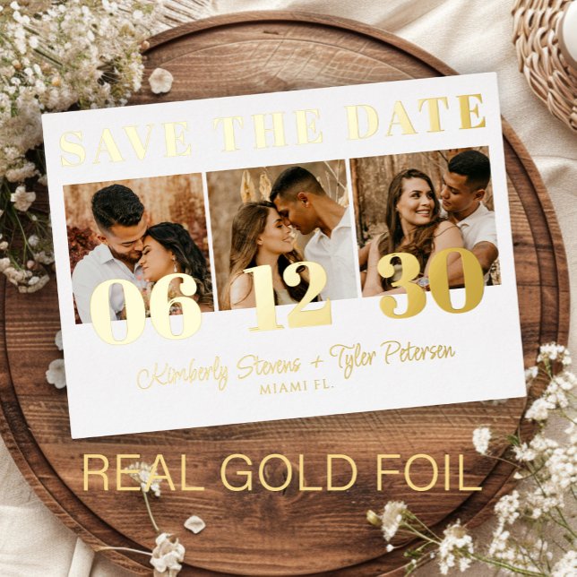 Modern bold date photo wedding save the date folieneinladung (Von Creator hochgeladen)